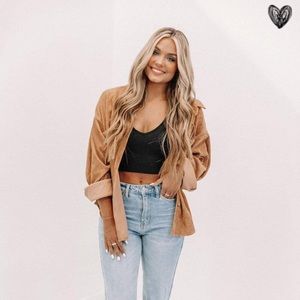 Oversized corduroy button up jacket